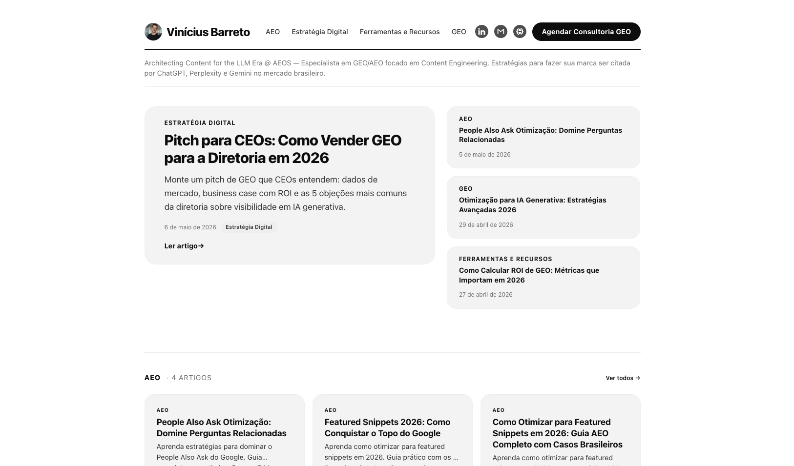Aparência do novo blog criado